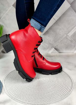 Красные кожаные зимние ботинки  37 р-р3 фото