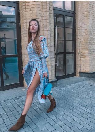 Платье в цветочном стиле миди zara