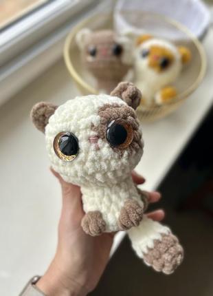 Іграшка кіт котик кошеня вʼязана гачком ручної роботи плюшева кругла
