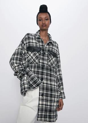 Куртка - рубашка клетка черно-белая l/xl