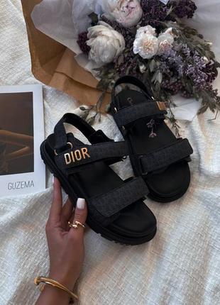 Сандалии босоножки в стиле диор dior slippers logo black