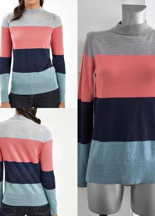 Светр next із 100% вовни з кольоровими полосами