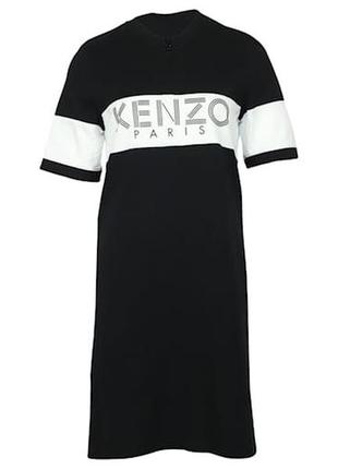 Черное хлопковое платье-футболка с логотипом kenzo