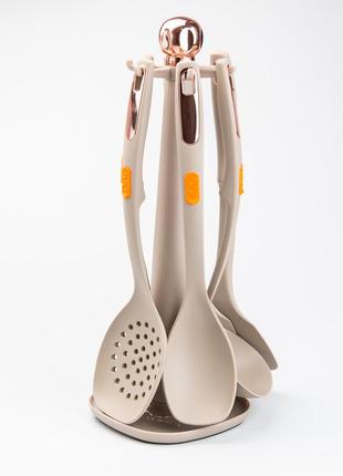 Набір кухонного приладдя на підставці 6 шт сірий