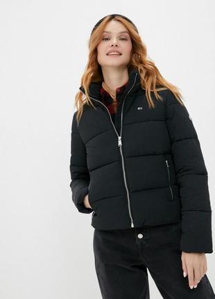 Куртка пуховик зимова тепла чорна tommy higher jeans на замку