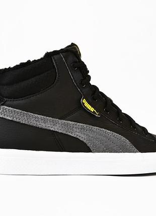 Брендові оригінальні шкіряні чорні черевики кросівки хайтопи puma