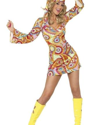 Карнавальный костюм хиппи платье 60-70-х ретро