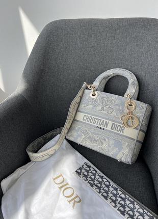 Сумка в стилі діор dior lady d-lite textile gray/blue