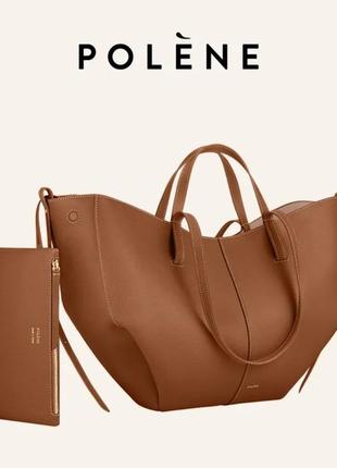 Сумка шопер polene cyme large tote textured camel