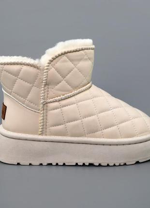 Угги жіночі, бежеві, зимові, матеріал еко шкіра - замша, розмір 36 fw_002315