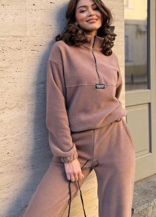 Трендовый флисовый костюм база на осень 🫶 спортивный теплый костюм в хитовых крледах