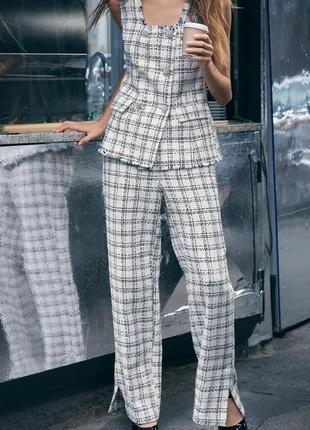 Брюки в клетку женские брюки zara new