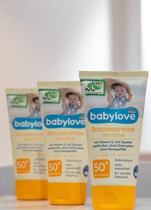 Детский солнцезащитный крем для чувствительной кожи spf50  babylove sonnencreme sensitiv, lsf 50+, 7