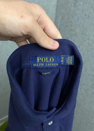 Синяя футболка поло от бренда polo ralph lauren5 фото