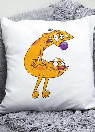 Декоративна подушка плюшевий подарунок з принтом котопес catdog