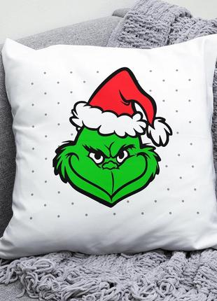 Декоративна подушка плюшевий подарунок з принтом грінч grinch