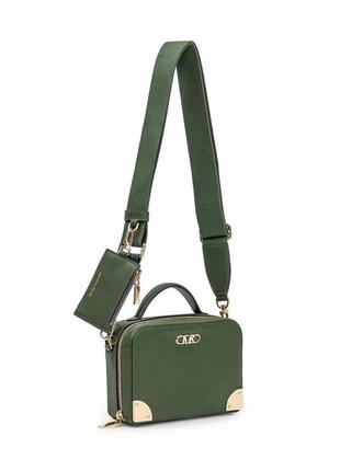 Michael kors estelle small pebbled leather satchel колір amazon green