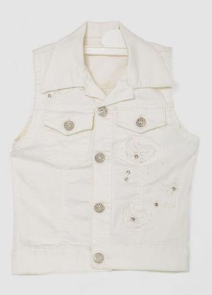 Жилетка дитяча для дівчаток  -уцінка, колір молочний, 247r10028-u-14