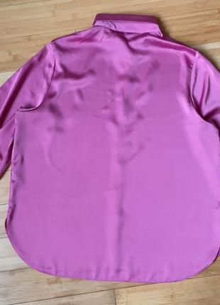 Рожева шовкова(шт.шовк)блуза-сорочка4 фото