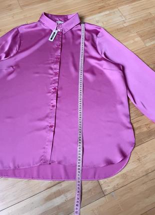 Рожева шовкова(шт.шовк)блуза-сорочка5 фото