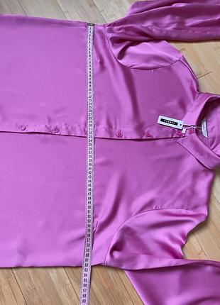 Рожева шовкова(шт.шовк)блуза-сорочка6 фото