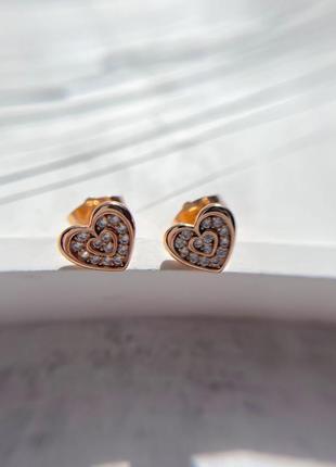 Сережки серця ♥️ в камінчиках , медичне золото
