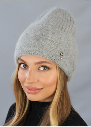 Шапка зимняя женская серый диамант