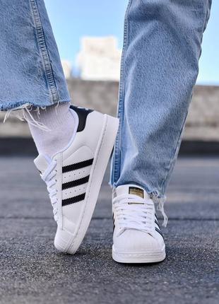 Кроссовки adidas superstar white black premium7 фото