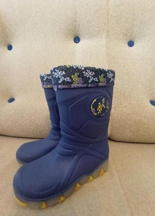 Lupilu, резиновые сапоги с меховым валенком 24/25р-16-16,5см, подошва мигает, гумові чоботи