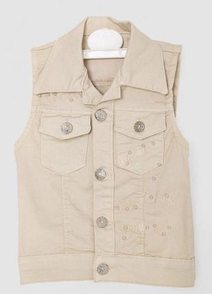 Жилетка дитяча для дівчаток  -уцінка, колір темно-бежевий, 247r10029-u-4