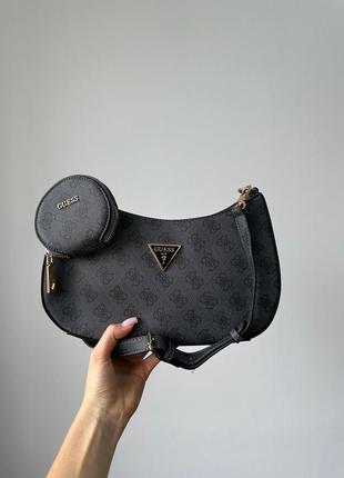 Сумка guess з гладкої шкіри з фірмовою канвою