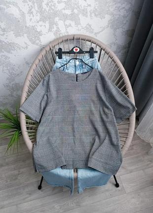 Блузка футболка плотная в клетку батал большой размер