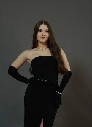 Длинные черные перчатки, стрейчевые перчатки женские, перчатки для фотосессии, варежки вечерние