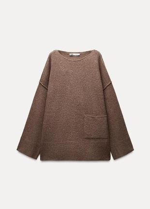 Однотонний трикотажний светр із кишенею zara