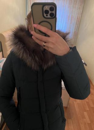 Зимнее пальто пуховик, натуральный мех
