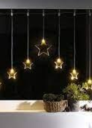 Гирлянда штора крупные звезды. melinera германия livarno