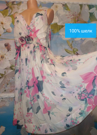 Роскошное шелковое платье 100%silk новое 14 р.