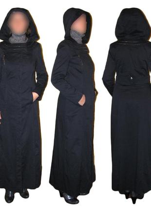 Неординарный плащ, тренч макси с капюшоном р.38/s (наш 44) турция