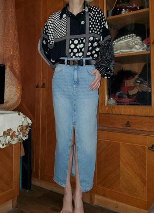 Джинсова довга спідниця з розрізом new look