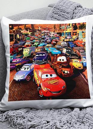 Декоративная подушка плюшева подарок с принтом молния маккуин lightning mcqueen