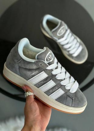 Зимові жіночі кросівки adidas nizza campus grey winter fur адідас кампус сірого кольору хутро