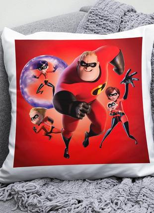 Декоративна подушка плюшева подарунок із принтом суперсімейка the incredibles