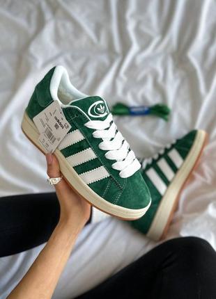 Зимові жіночі кросівки adidas nizza campus winter fur green white адідас кампус зеленого кольору хутро