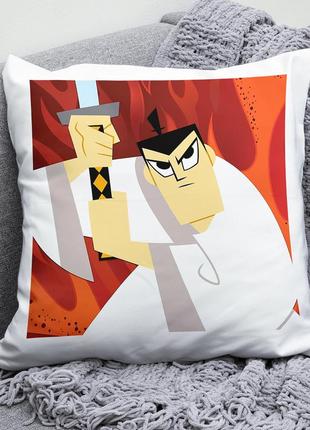 Декоративна подушка плюшевий подарунок з принтом самурай джек samurai jack