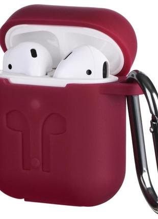 Чехол для наушников apple airpods с карабином, вишневый (3.0mm) - чехлы для airpods