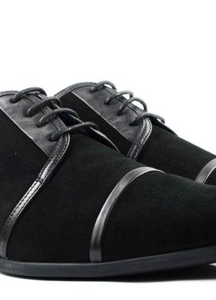 Туфлі модельні чоловічі замшеві чорні stepter 4363 44 розмір
