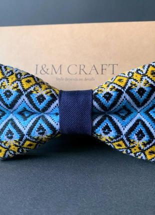 Краватка-метелик i&m craft жовто-синій з українською вишивкою (05010243u)
