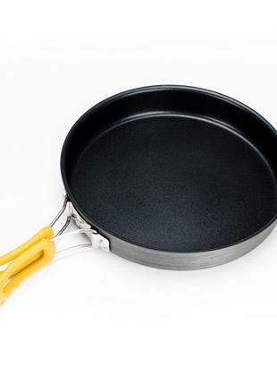 Сковородка туристическая alocs 21см. с антипригарным покрытием из анодированного алюминия.