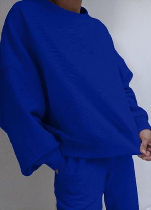 Женский весенний трикотажный спортивный костюм кофта и штаны свободного кроя размеры 40-525 фото