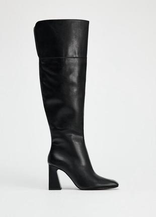 Высокие сапоги zara сапоги на каблуке